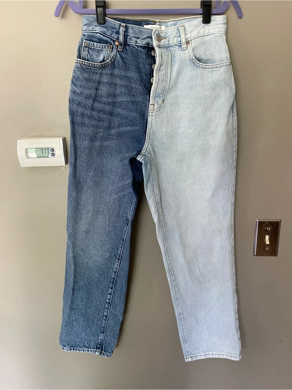 PACSUN Light & Dark Wash Two-Tone Colorblock Ankle Denim Straights Jeans Size 27
